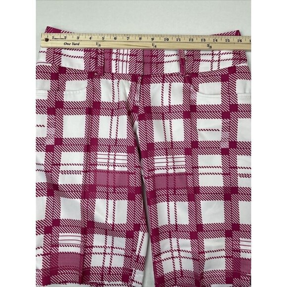 ADIDAS CLIMATE Bermuda Golf Shorts Women’s 4 Plaid Red/White Lightweight - Picture 3 of 12
